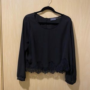 ASTR black blouse with lace detail & gold buttons